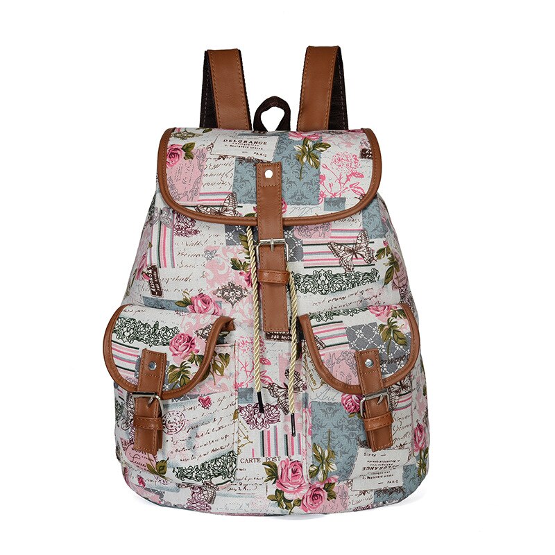 Woven Fabric Female Bagpack Women Backpack Bohemia Boho Ladies Drawstring Rucksack Girls School Bags