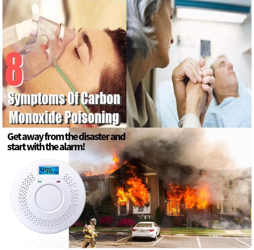 LCD display Smoke alarm and carbon monoxide detector 2 in 1 combined detector 85dB alarm