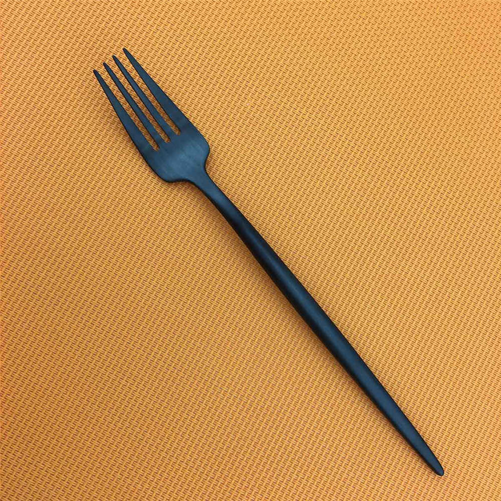 Top niveau salat middagsgaffel sort bestik sæt 18/10 rustfrit stål spisestel bøf kniv scoops sølvtøj sæt hjem 1 stk.