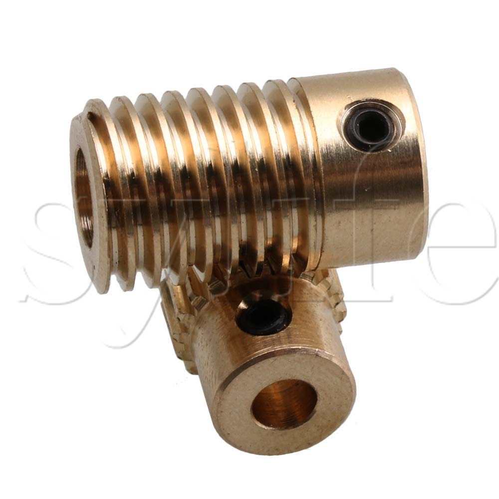 5mm Bore Hole Diameter Brass Worm Gear Shaft + 20 Teeth Worm Wheel 0.5 Modulus Set Drive Gear Box Shaft
