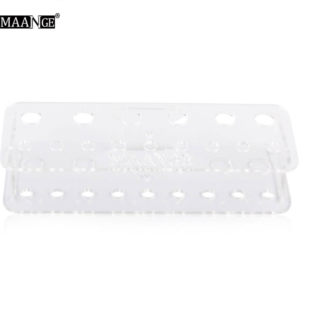 15 gaten acryl make-up kwastenhouder organizer droogrek plank display drogerstandaard opbergkoffer cosmetisch gereedschap afscheursticker: Helder zonder kwast