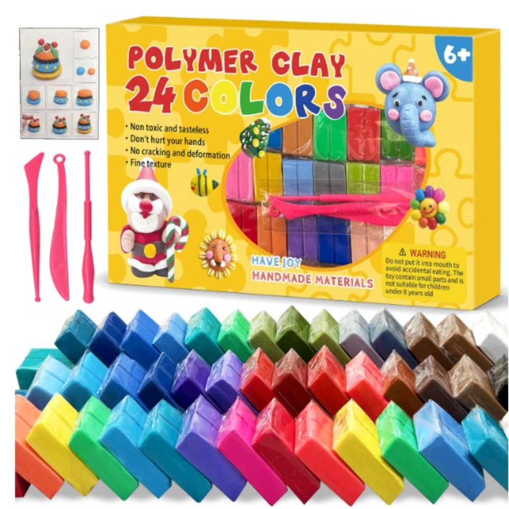 Neue 24/32 Farben Polymer-Tonblöcke DIY Bunter Ofenhärtender Ton Leichtgewichtiger Modellierplastik für Kinder: WEISS