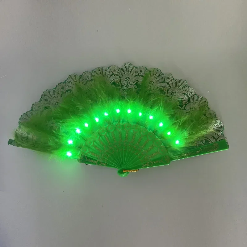 Abanicos de mano de plumas con luz LED brillante para niños y adultos, perfectos para fiestas de baile, festivales y bodas