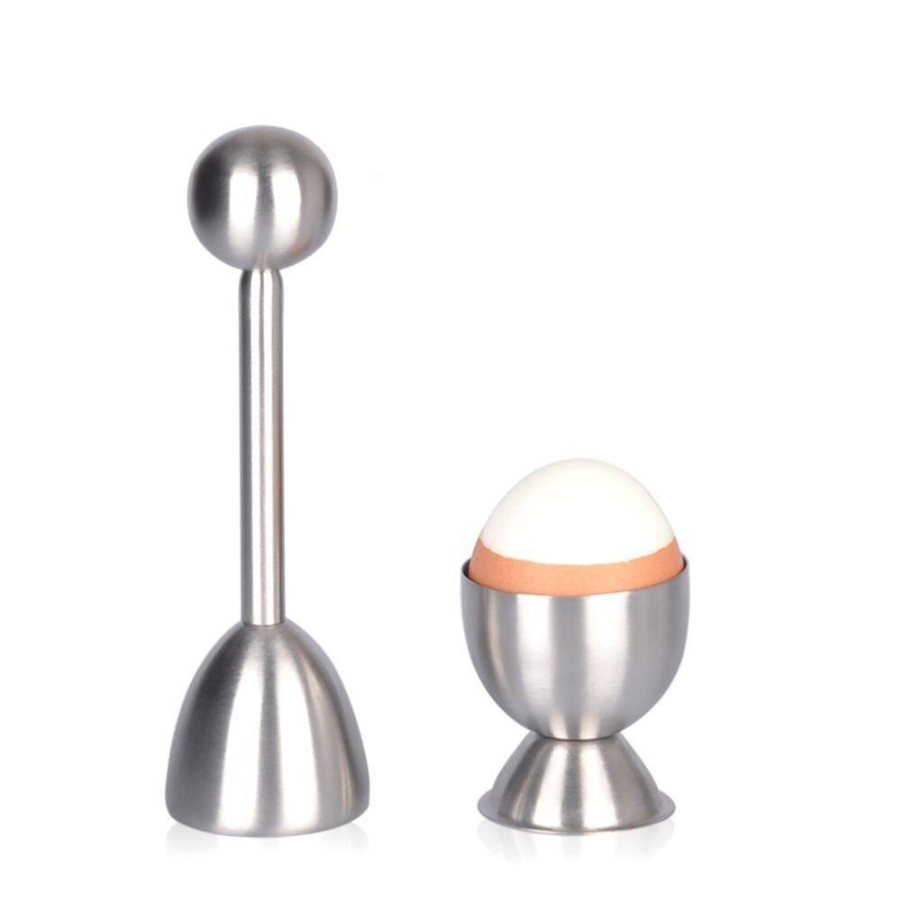 Stainless Steel Raw Egg Shell Topper Kit Egg Cups Egg Opener Knocker Tool Kit
