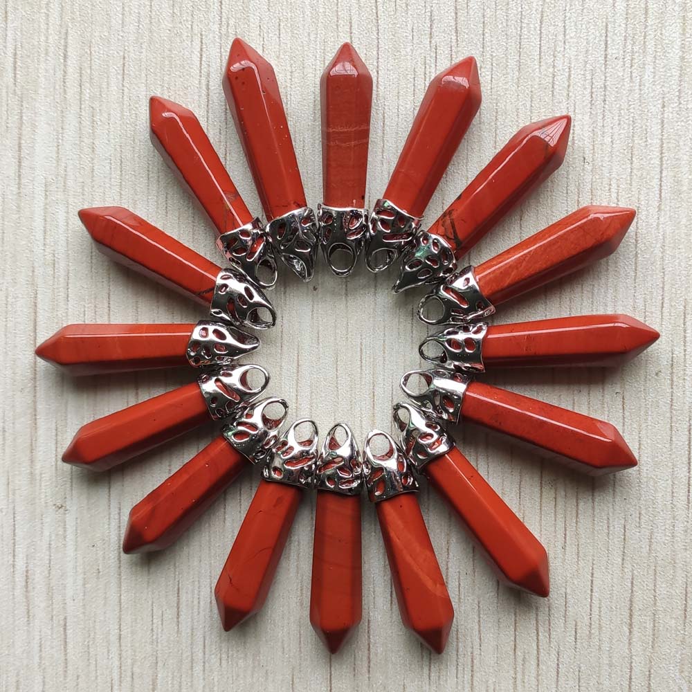 good mix natural stone pillar charm pendants 10x32mm for jewelry making 20pcs/lot: red stone