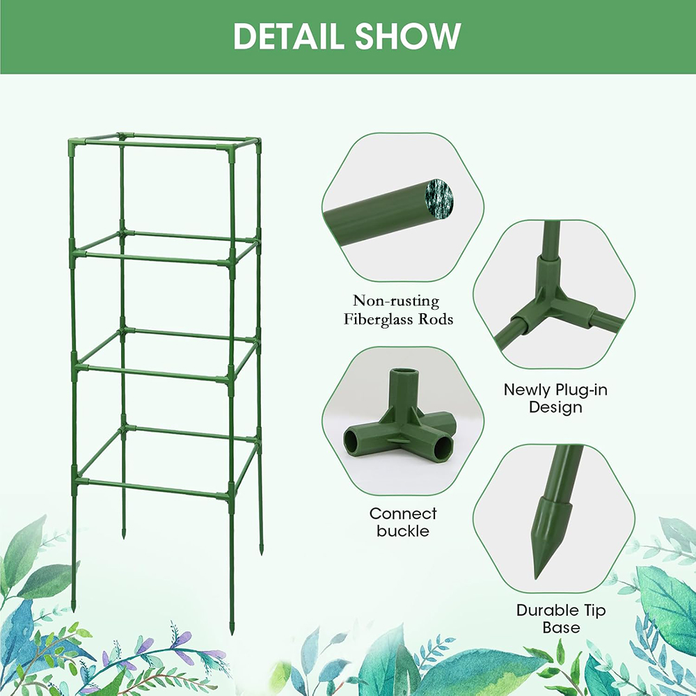 45/90/135/180cm Tomato Cages for Garden,Square Tomato Cage Heavy Duty,Height-Adjustable Tomato Trellis for Raised Garden Bed