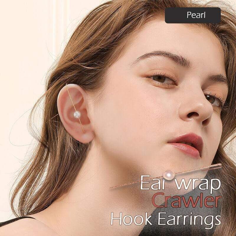 Ohr wickeln Raupe Haken Ohrringe Strass Ohr wickeln Zubehör Perle Kristall Earcuffs Ohrring Für Frauen Gold Farbe Lange Clip: Pearl