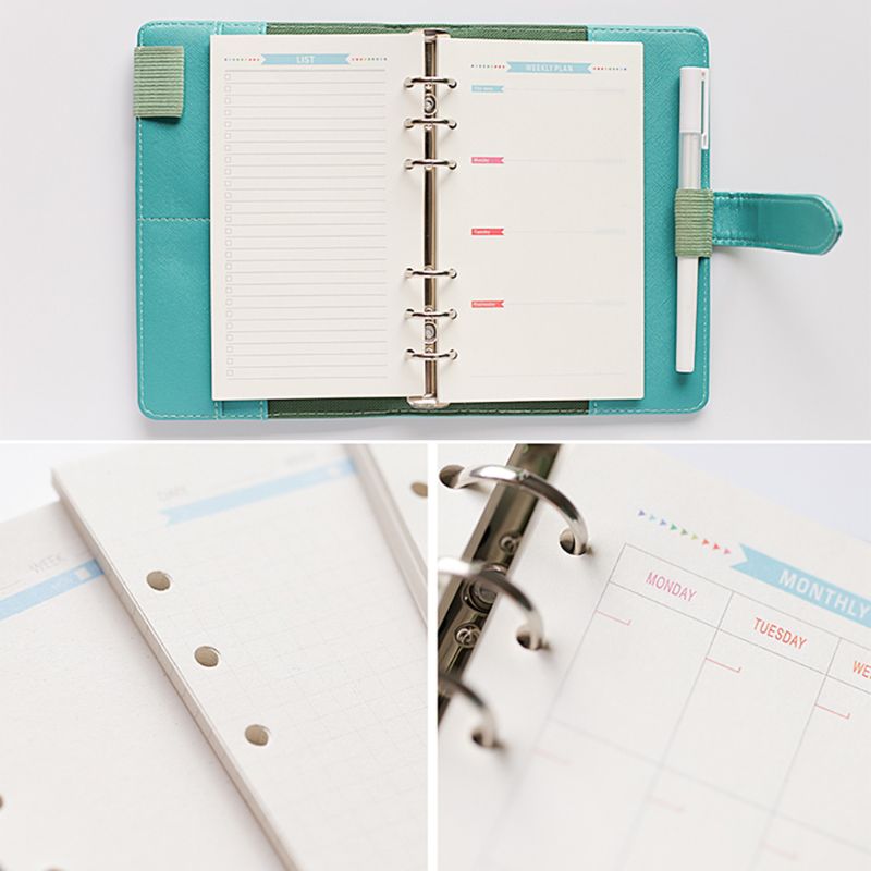 6 gaten vulling binnenpapier dagboek week maand planner voor  a5 losse bladen notitieboek