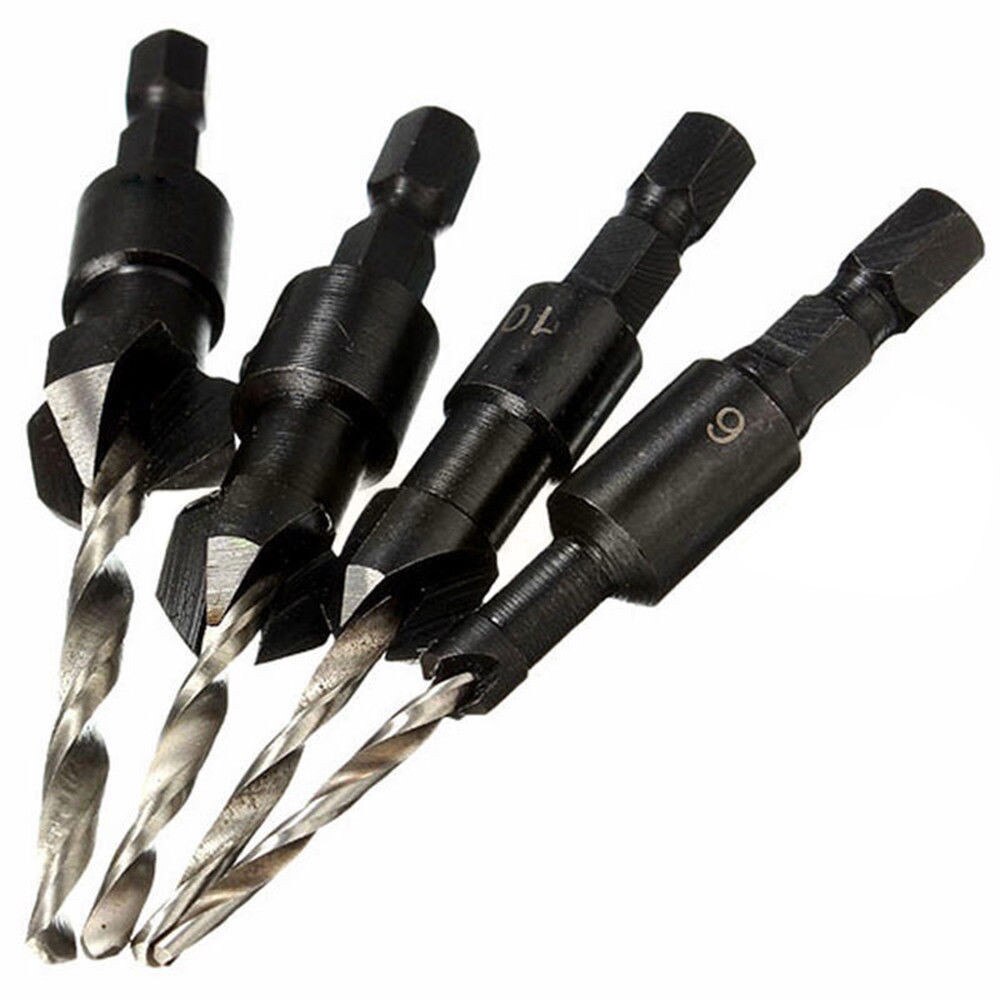 1/4 Inch Quick Change Hex Shank Countersink Drill Bit With Wrench 4pcs Kitchen Tools Household Multifunctional Tools#p30: Default Title