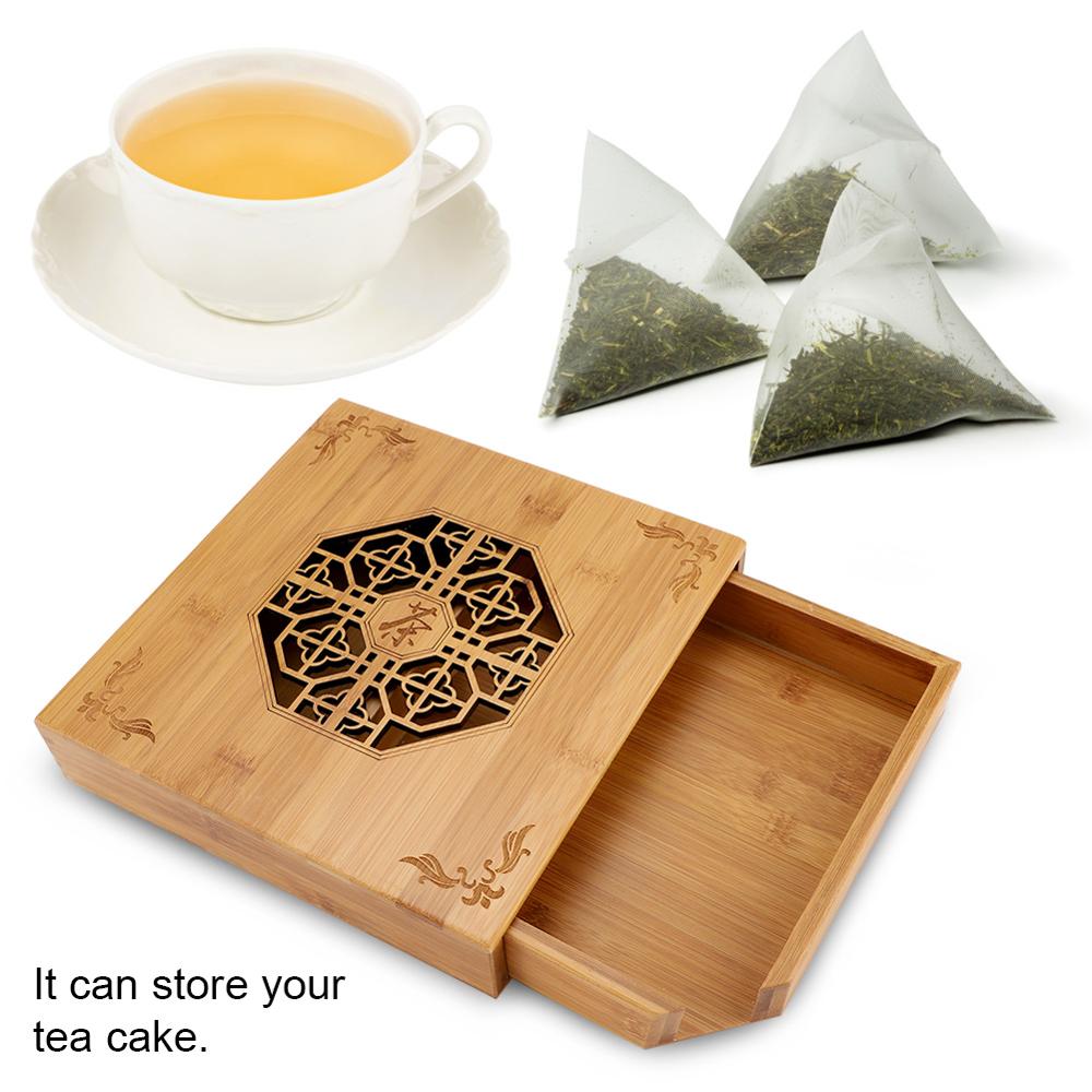 Tekande naturlig puer te træ te æske kinesisk hul te kage æske te sæt kaffe sort te grøn te opbevaringsboks