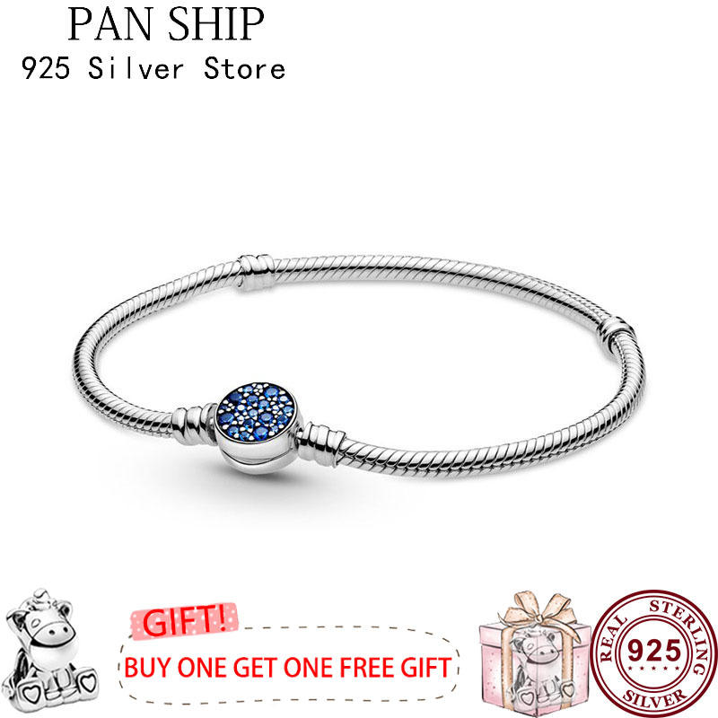 Original 925 Sterling Silver Heart Shaped Life Tree Clasp Pan Bracelet For Women Wedding Jewelry: 2 / 18CM