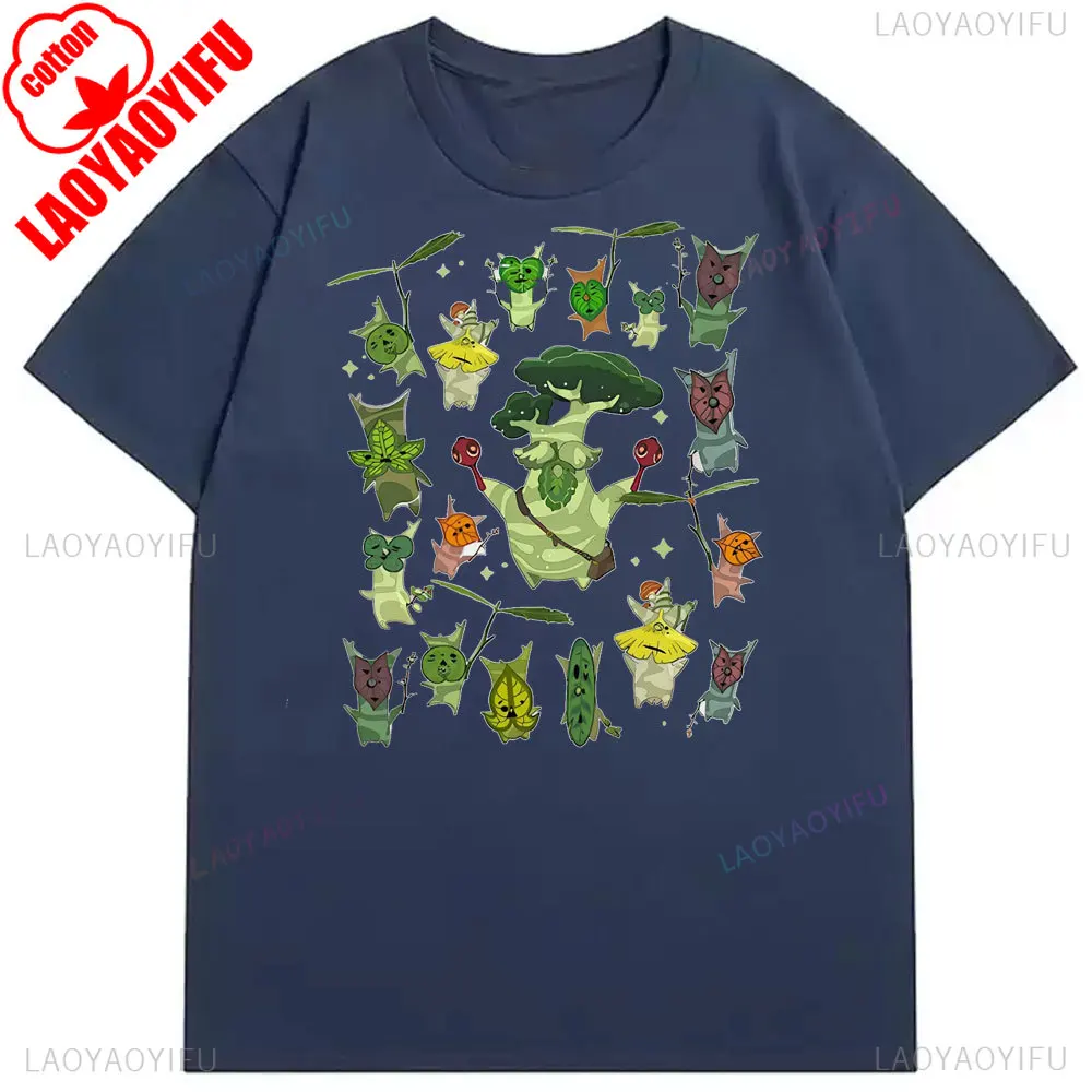 Zelda korok-skjorte breath of the wild hylia anime-skjorte korok arboretum gamer-skjorte planteelsker sommerskjorter bomulds-t-shirts toppe: Xxl / Guld