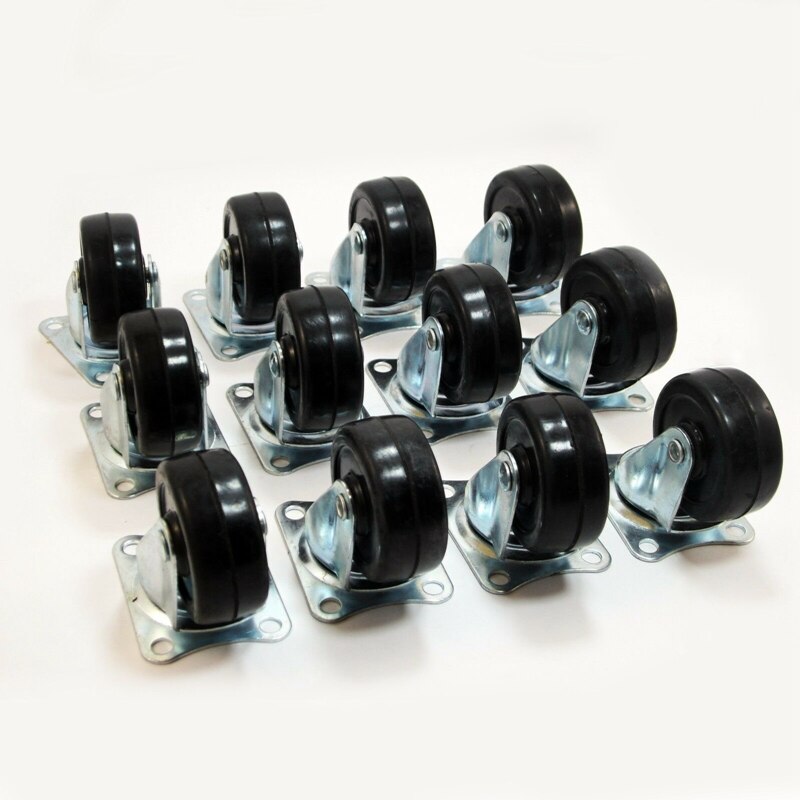12Pcs 2 Inch Dia Heavy Duty Black Polyurethane Swivel Castor Wheels Trolley Furniture Caster