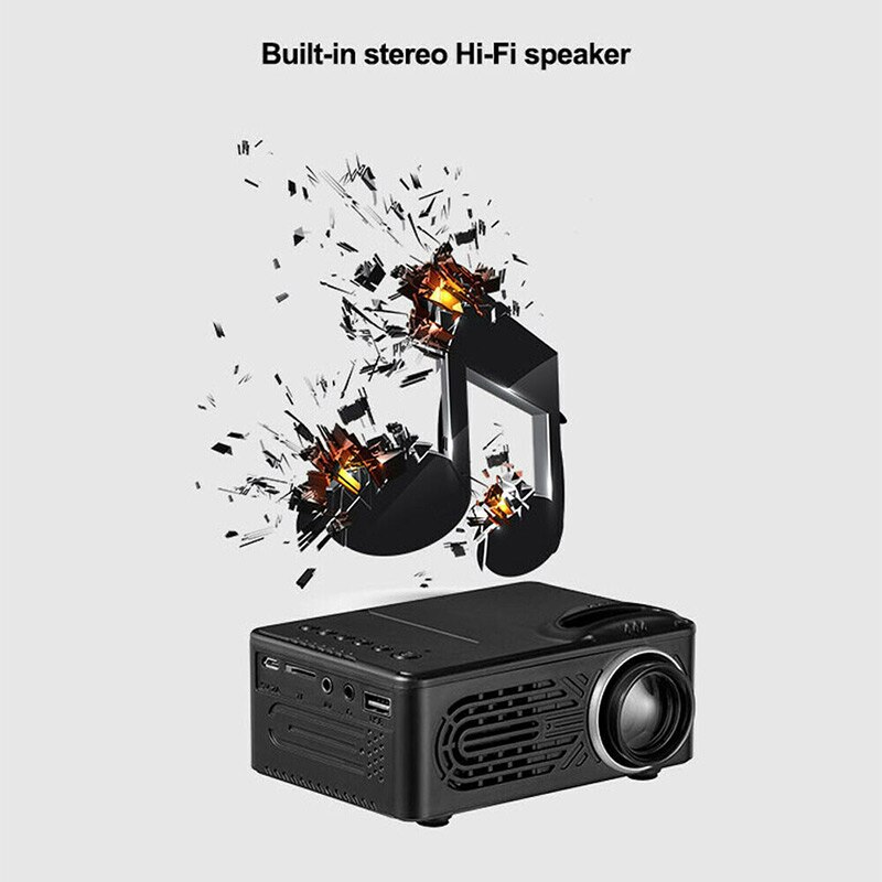 HD Neat Portable Pocket Projector Support 1080P Built-in Stereo Speaker for Home Office DQ