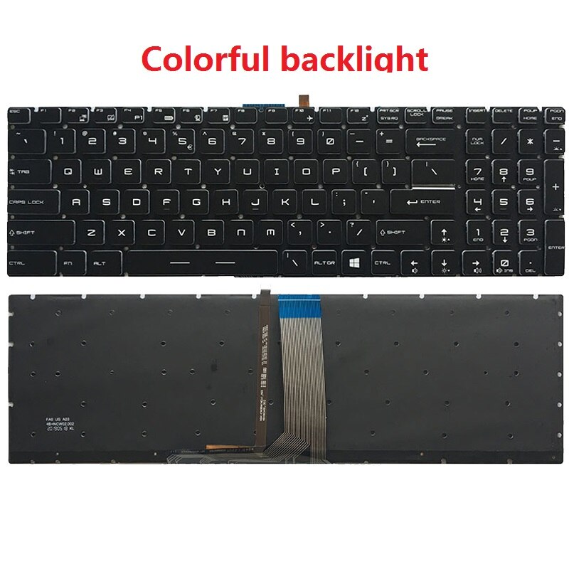 oss laptop tastatur til msi  gp63 8re/8rf ms -16 p 3 ms-16 p 5 oss tastatur: Fargerik bakgrunnsbelysning