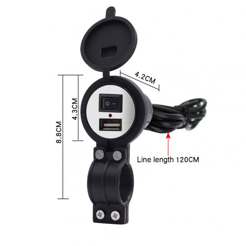 CS-277A Waterproof USB Car Motorcycle Phone Charger with Switch Socket Plug: Default Title
