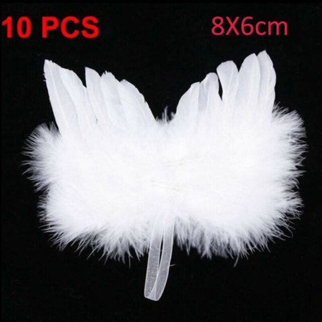 5 sizes Ornament 10pcs Feather Angel Wings Christmas Tree Wedding Party: 8X6cm
