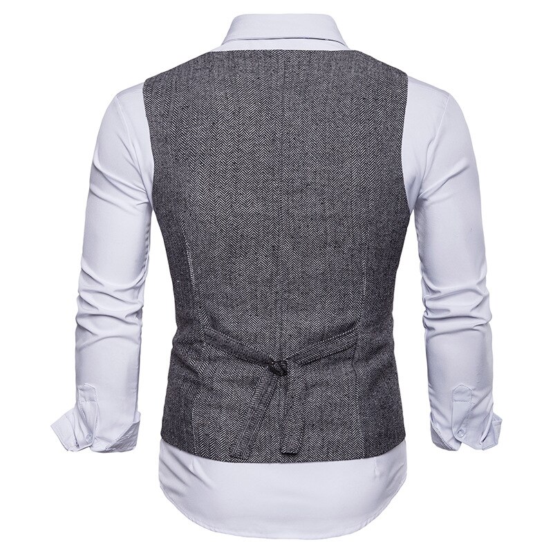 Kahki tweed jakkesæt vest mænd mærke sildebens tweed vest vest mænd business casual social vest chaleco hombre