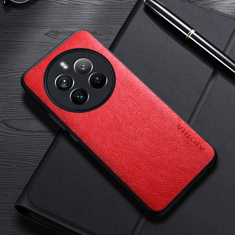 Hülle für realme 12 pro+ schlichte luxus-leder-business-hülle für realme 12+ : Pe / Rot