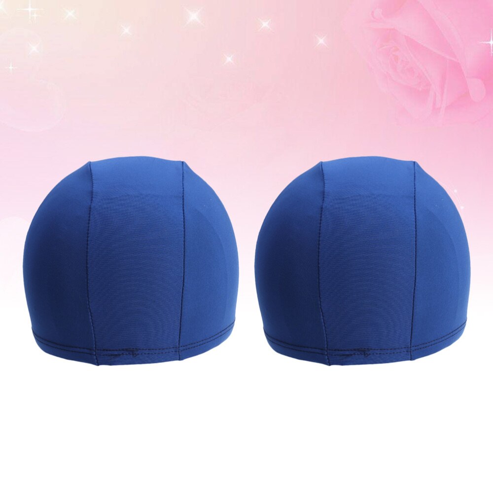 Soft Adult Swim Cap Polyester Cloth Fabric Bathing Cap Men and Women Swimming Hat Caps for Water Sports (Light Blue): Blue