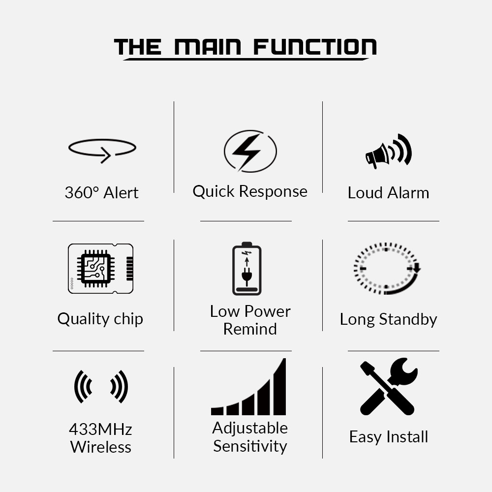 433MHZ High Quatity Wireless Fire Alarm Sensor Fire Protection Smoke Detector for Indoor Kitchen Home Alarm Security System