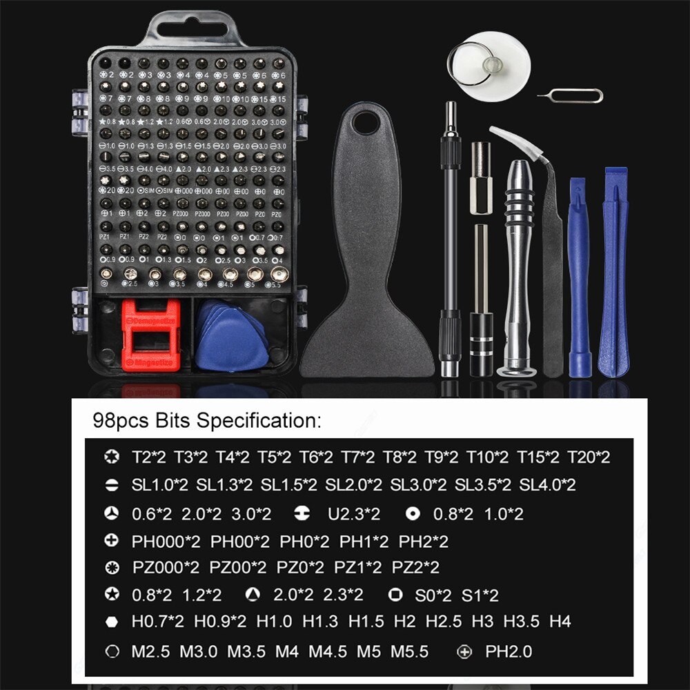 Laptop Repair Tools Set 115 in 1 Precision Screwdriver Set for Apple Macbook Lenovo Phone Laptop PC Repair Tools Kit Hand Tools