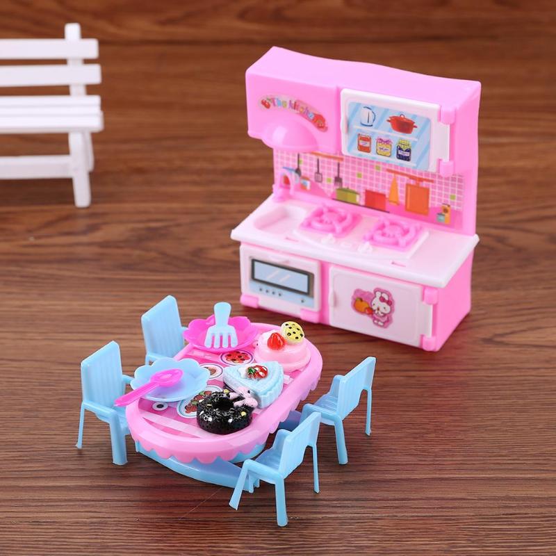 6 stks/set Plastic Mini Keuken Speelgoed Poppenhuis Eettafel Speelgoed Kinderen Spelen Huis Speelgoed Artikelen Poppen Accessoires