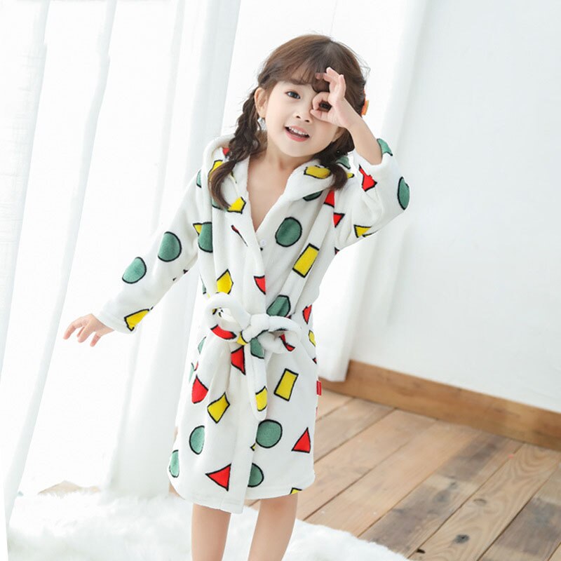 Flannel Kids Robes Children Bathrobe Baby Boy Bath Robe Hooded Bathrobes For Girls Pyjamas Baby Nightgown Kid Sleepwear