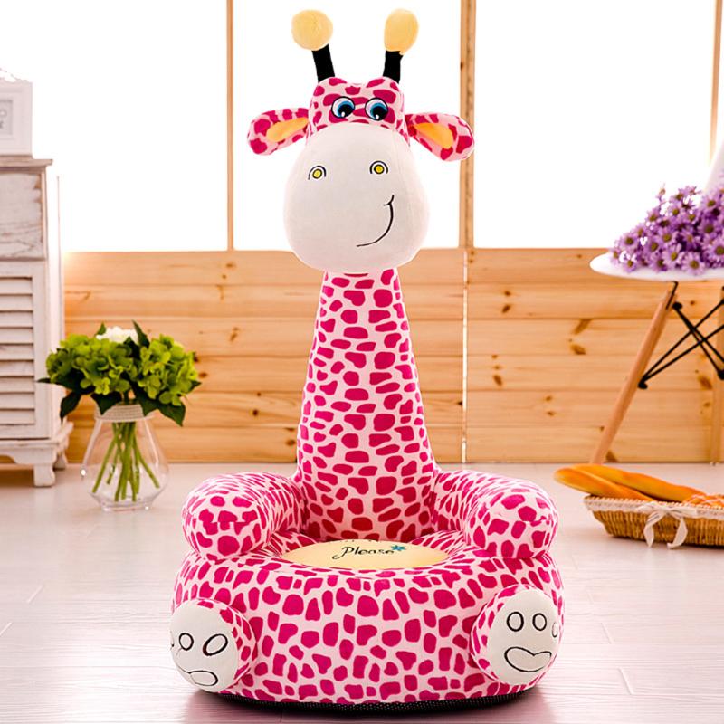 Vaskbart plys sofastolafdækning uden påfyldning bomuld tegneserie girafformet baby sædeovertræk støvtæt dekoration til hjemmetekstiler