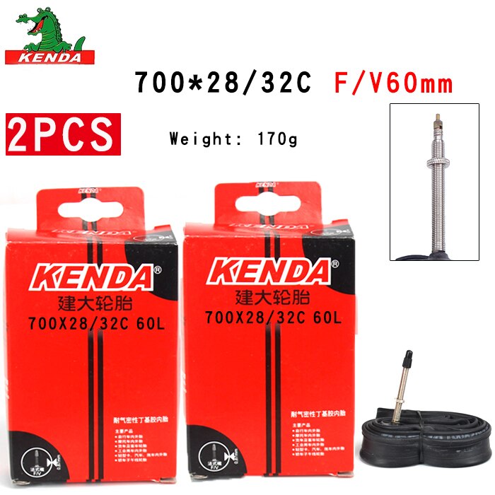 2 stuks kenda fietsbinnenbanden 700 x 28/32c amerikaans ventiel frans ventiel 700c fiets mountainbike butylrubber bandonderdelen: 70028-32c fv60mm