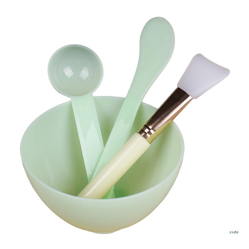 Ensemble de bols de mélange de masques faciaux, outil de mélange de masques faciaux en Silicone, pinceaux de maquillage, spatule, 4 pièces: Jasper