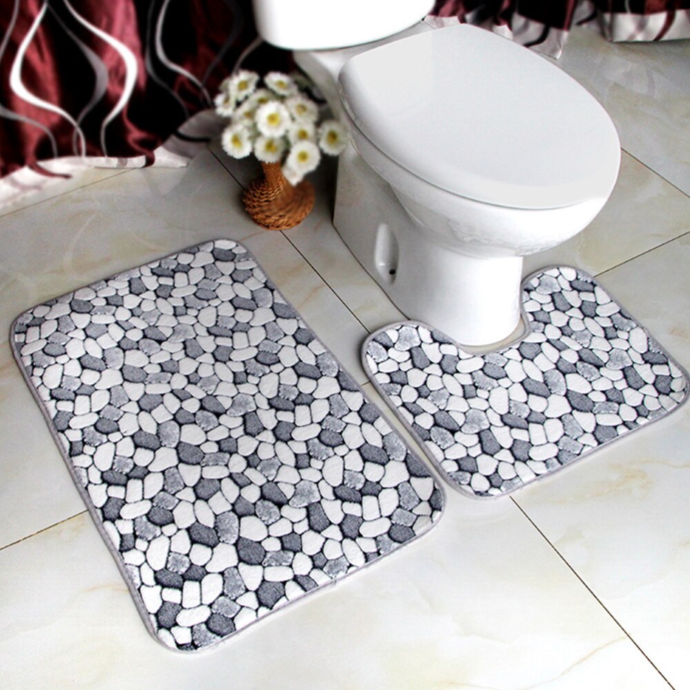 3Pcs Badmat Coral Fleece Anti-Slip Wc Tapijt Set Wc Matten Set Wc Deksel Cover Voor Thuis badkamer