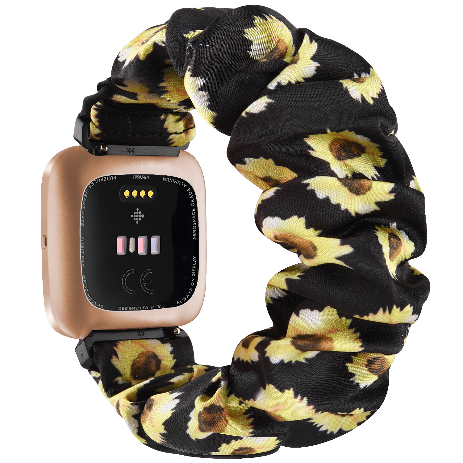 Elastic Fabric Bands For Fitbit Versa 2 Versa Strap Lite Soft Sport Strap Replacement Scrunchie Strap for Versa Versa 2 Band: Sunflower / Size L