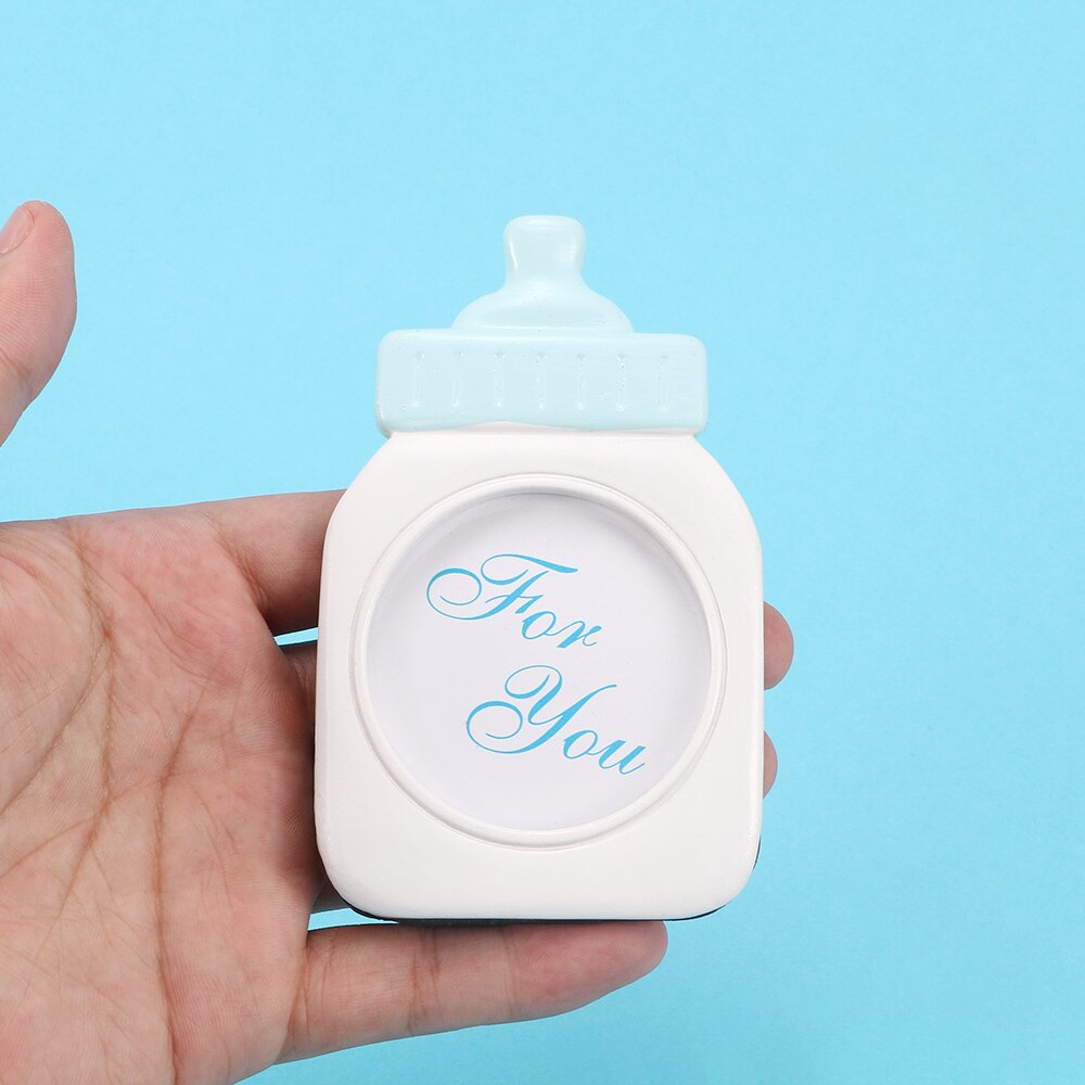 Cadre Photo en forme de bouteille pour bébé, joli ensemble bleu ou rose, pour fête prénatale, fournitures mignonnes d'anniversaire pour enfants: Bleu