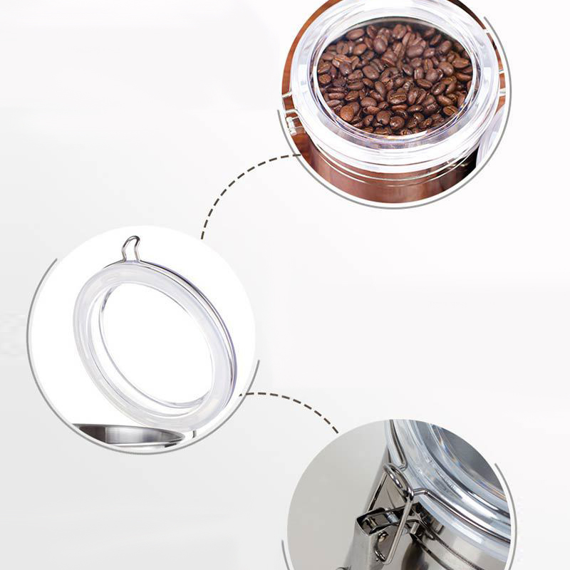 700ml/1400ml Coffee Beans Tea Coffee Container Storage Canister Set Stainless Steel Airtight Coffee Jar Canister With Spoon