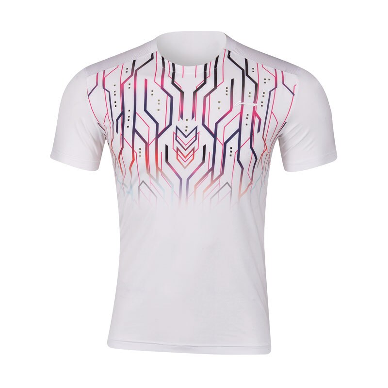 Li-ning mænd badminton-t-shirt 81% polyester 19% spandex ved tør ved statisk ved bakterieforing sport lommedygtige tees aayp 061 camj 19