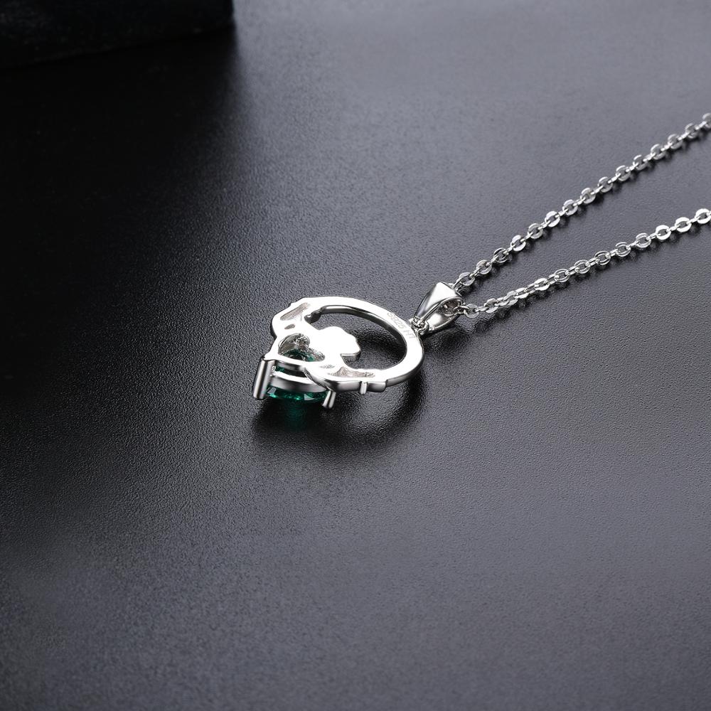 Hutang Colorful S925 Pendants for Women 0.76 Carats Created Emerald Heart Shape Women Romantic Lovely Silver Pendant