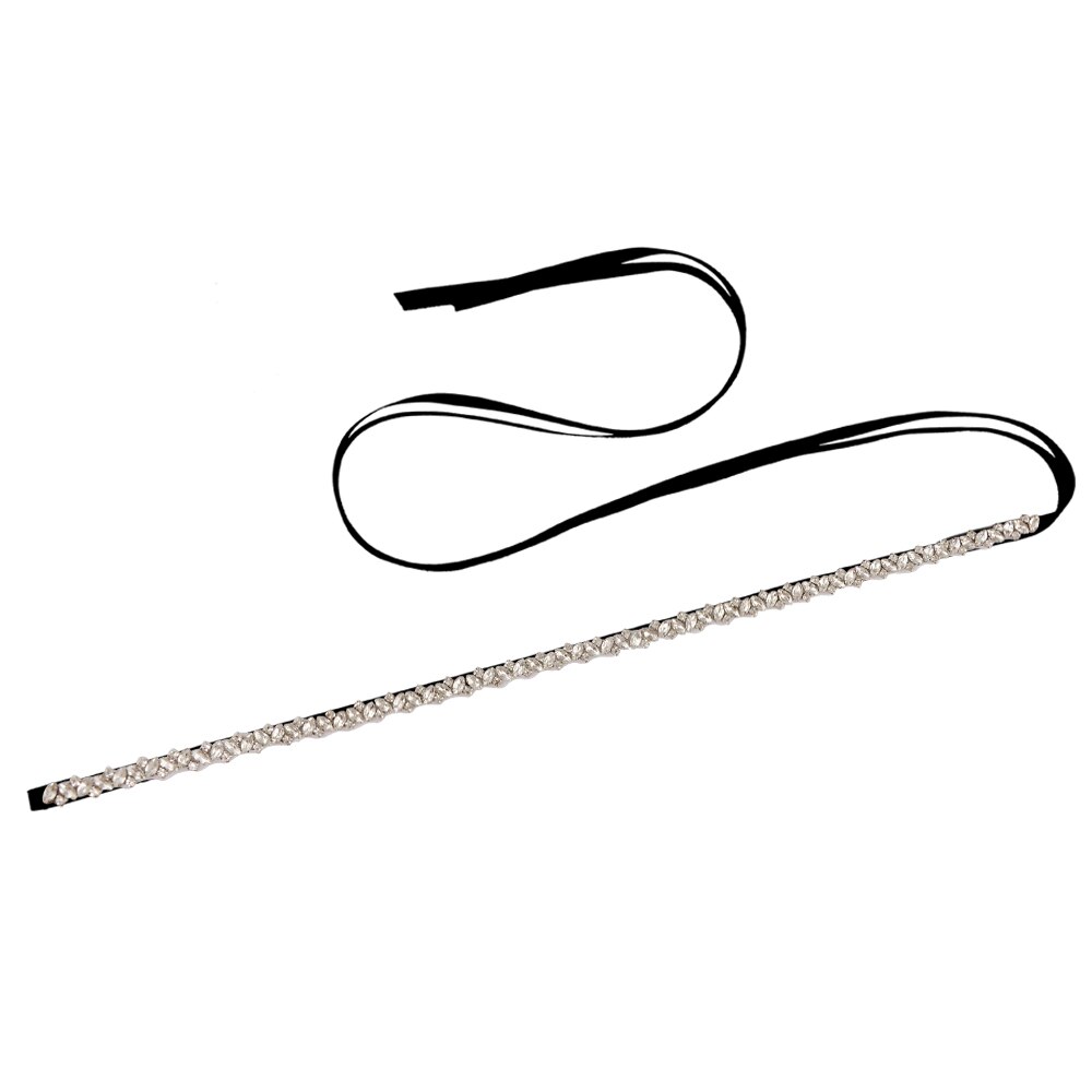 Pasek ślubny trixy z  s404 kryształkami, wstążki, srebrny pas z diamentami, pas ślubny z koralikami, pas dla druhny, dodatki ślubne: Czarny