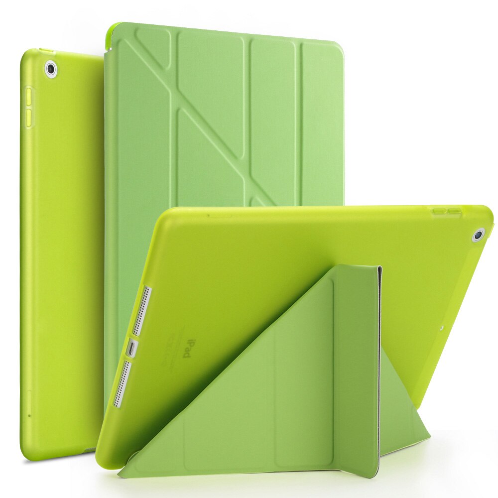 Etui na Tablet do ipada Air 2 9.7 "PU Leather Smart Sleep wake funda Trifold stojak solidna inteligentna obudowa do ipada Air 2 A1566 A1567: Green