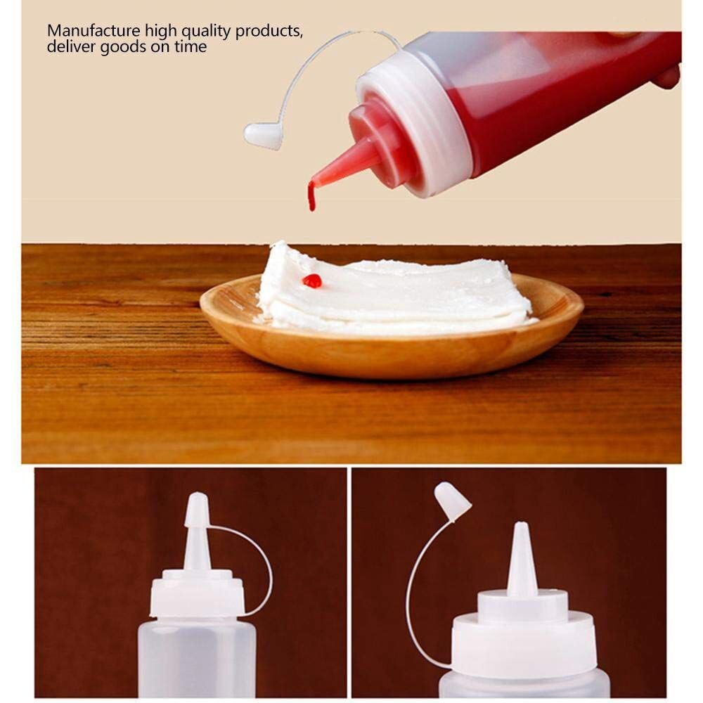 Plastic Squeeze Bottles, Natural Clear Plastic Bottles with Cap, Measurement for Dressings, Oil, BBQ, Kitchen, Liquids and Art