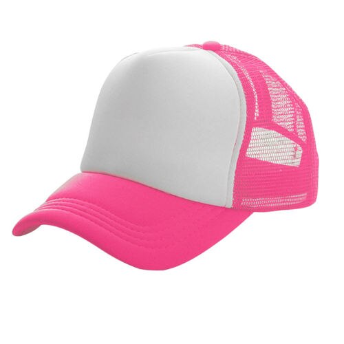 Summer Patchwork Men's Baseball Cap Mesh Caps Women Hat Casual Hip-Hop Baseball Golf Adjustable Women's Cap: hot pink white