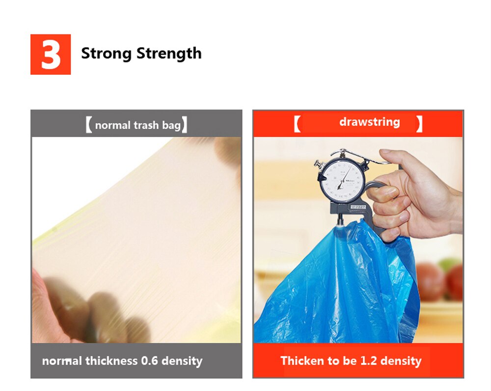 2.6 -15.8 Gallon ( 10L - 60 Liters) Trash Bags - Automatic Closing - Drawstring Plastic Rubbish Garbage Bags - Random color