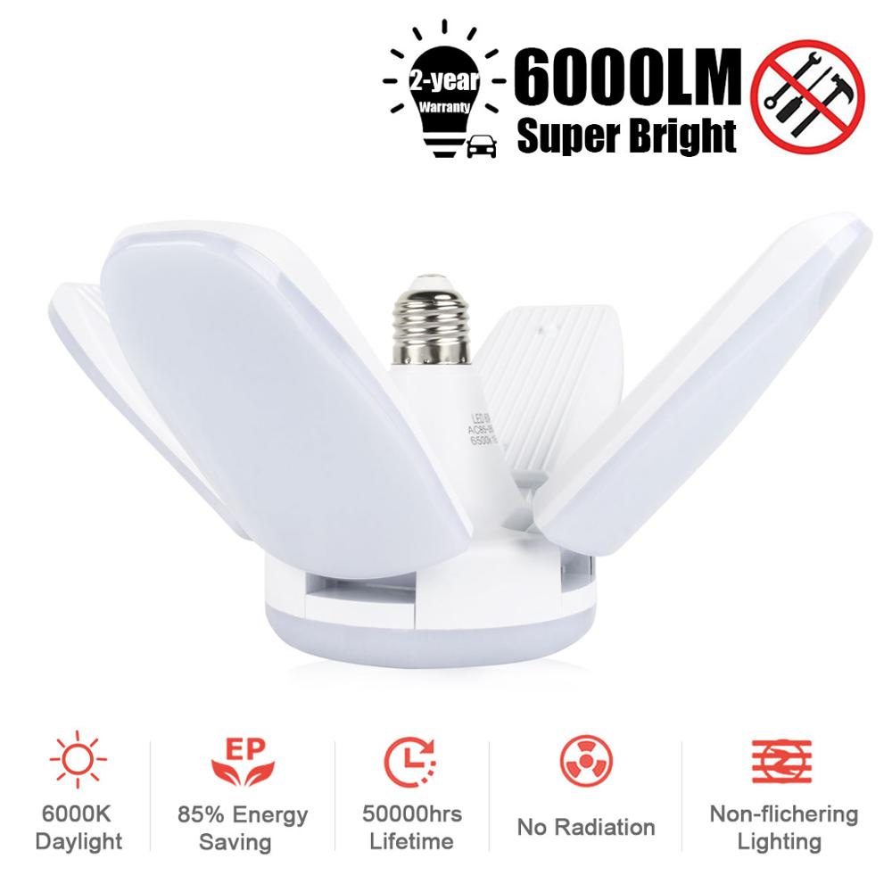 60W Fan Shape LED E27 Bulb Lamp LED Lamp Super luminantie Hoek Verstelbare Plafondlamp Woonkamer Slaapkamer garage licht