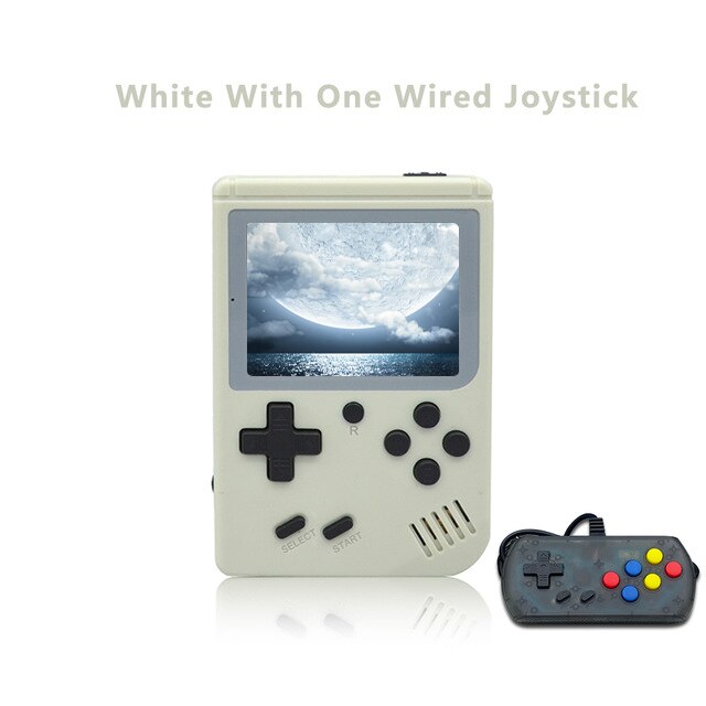 Powkiddy Q3A Video Spiel Retro Konsole 8 Bit Retro Mini Tasche Handheld-Spiel-Player Gebaut-in 168 Klassische Spiele kinder: White and joystick