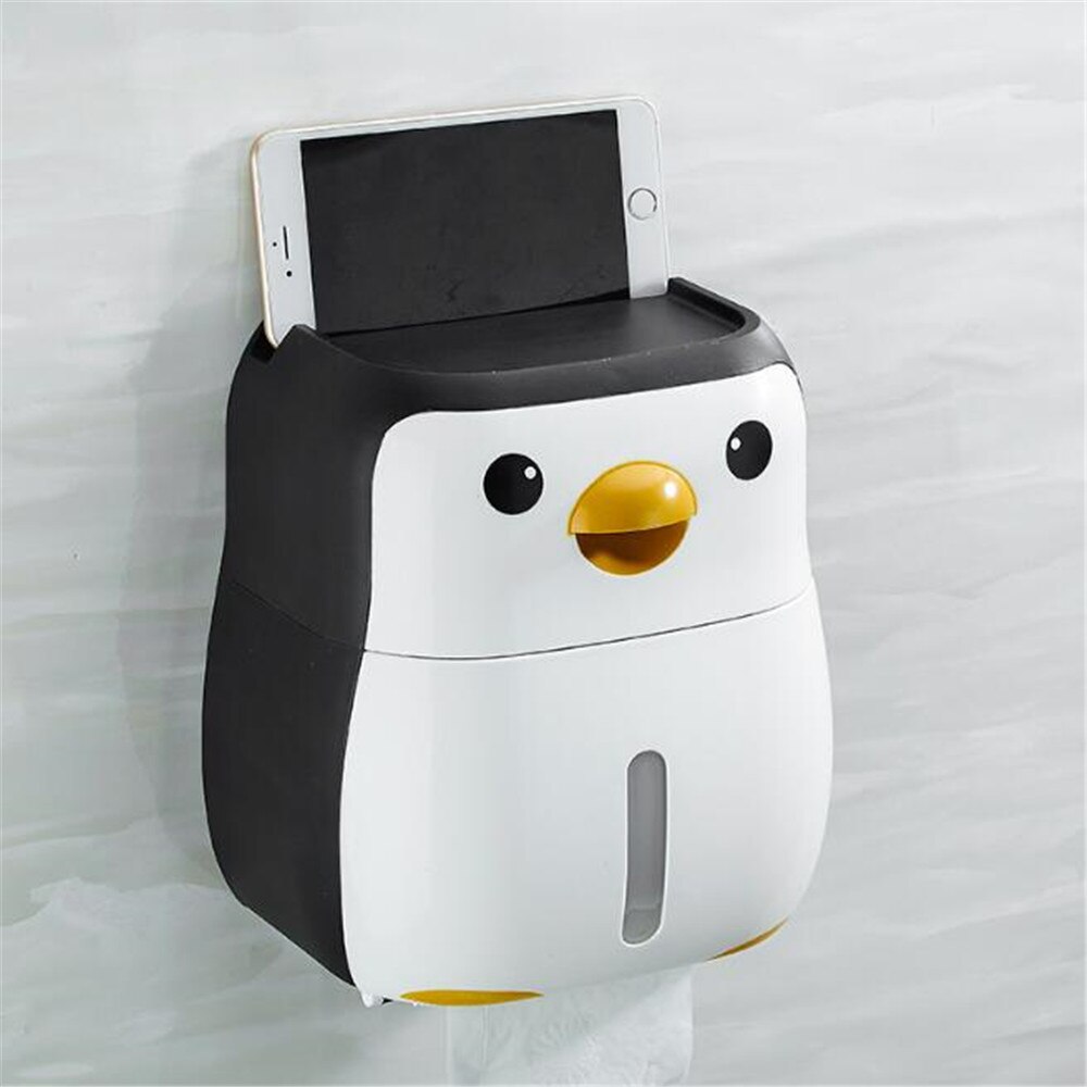 Toiletpapirholder sød pingvinfri hulpapirrulleholderrør toilethængende vægrulleboks badeværelse produkt