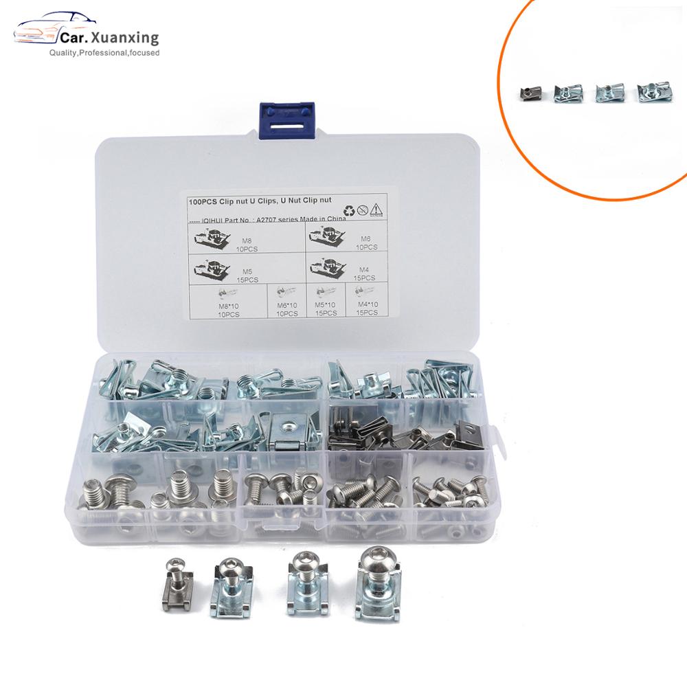 100PCS/box Clip U mutter frühling muttern M5 M6 clips verkleidung panel geschwindigkeit kamin edelstahl