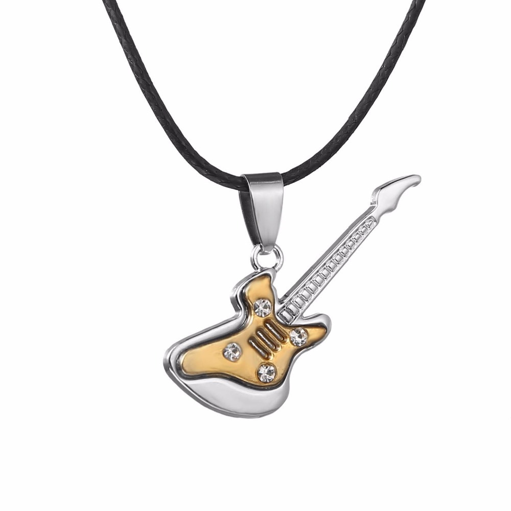6 Designs Pendant Chains Accessories Music Jewelry instruments Choker Stainless Steel Guitar Necklaces punk rock Necklace
