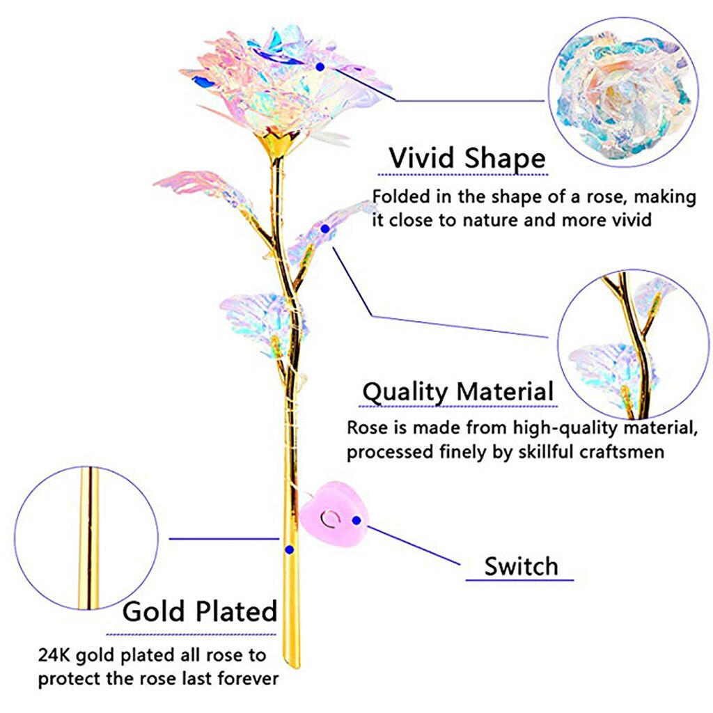 Colorful Luminous Rose Artificial LED Light Flower Girls Love Luminous Rose Christmas Anniversary dia de la madre