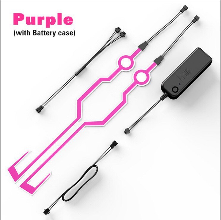 Bande lumineuse pour casque de moto avec lumière froide et nocturne, Kit lumineux d&#39;avertissement LED étanche: Purple