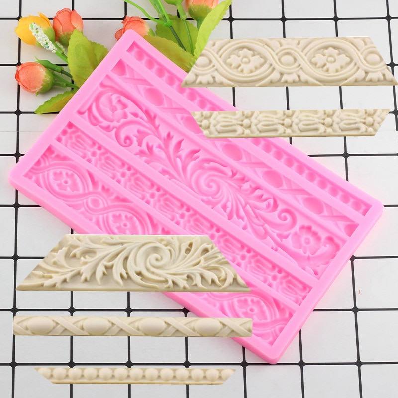 3D Border European Relief Silicone Mould Fondant Cake Decorating Baking Tools Sugar Craft Chocolate Gumpaste Candy Clay Moulds
